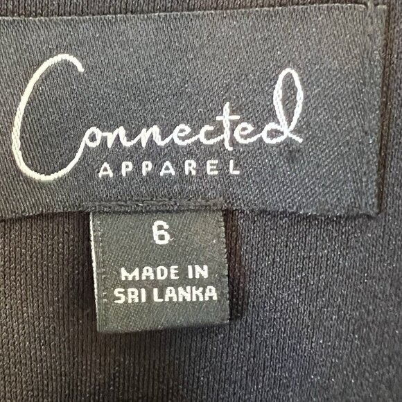 VTG Connected Apparel Women's Dress Size 6 Black Gold Midi Sheath Stretch - Picture 10 of 16